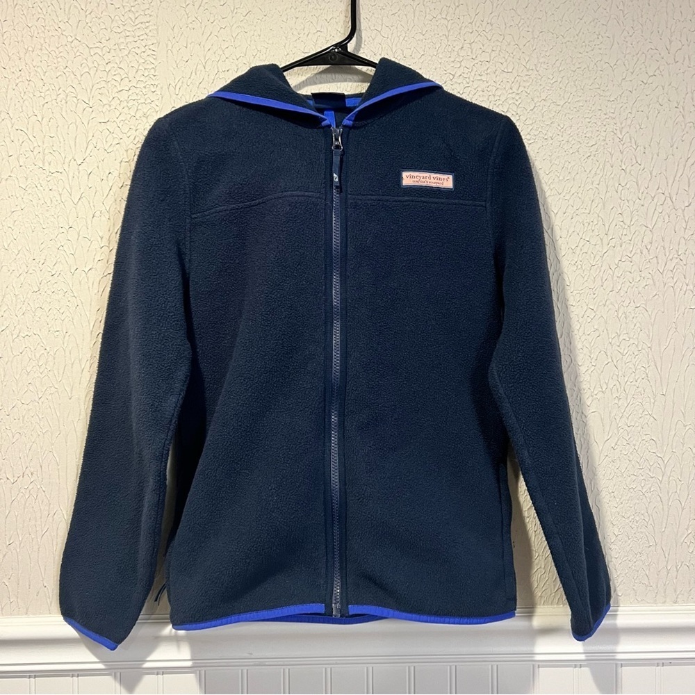 Vineyard Vines Navy Fleece hooded Jacket unisex size large